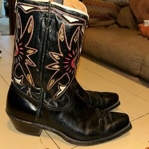 1950s vintage black Acme cowboy boots with inlays men’s 8.5 E